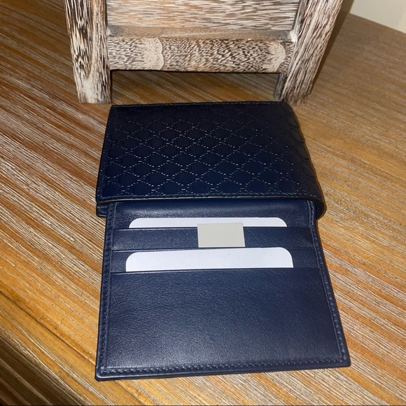 Gucci MicroGuccissima GG Logo Blue Leather Wallet - Picture 6 of 12